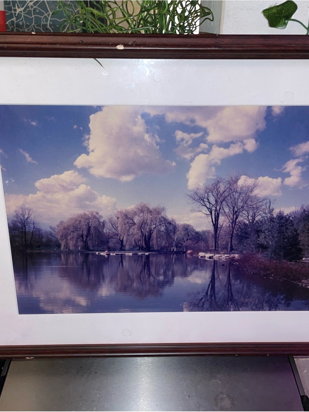 Framed Blue Sky Lake Landscape Wall Art